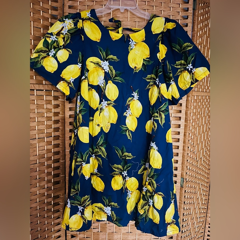 Love Riche Navy and Yellow Lemon Dress